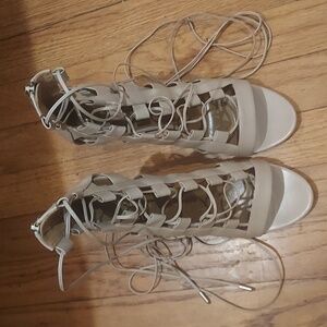 Aquazzura taupe strappy open toe shoes/booties